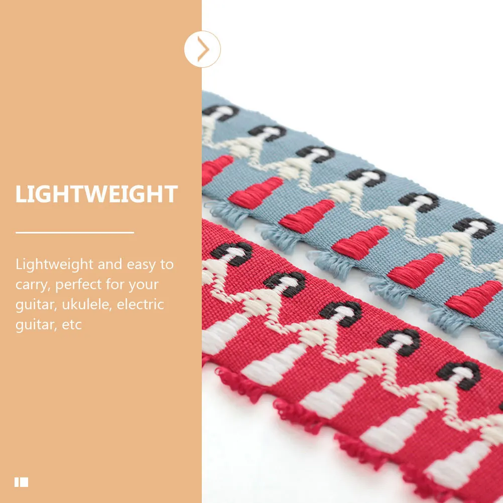 

Ethnic Embroidery Design Ukulele Strap Heavy Duty Wear Resistant Shoulder Belt for Electric Guitar Portable Instrument Sling