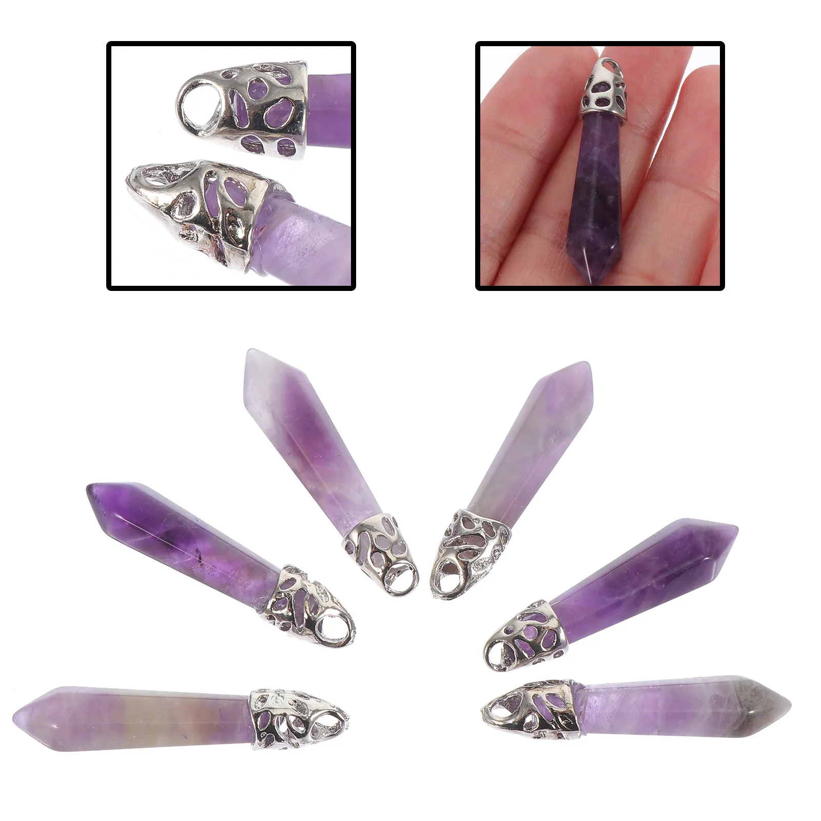 

6Pcs Purple Amethyst Pendant DIY Jewelry Making Accessories Necklace Bracelet Earrings Creative Hanging Charms