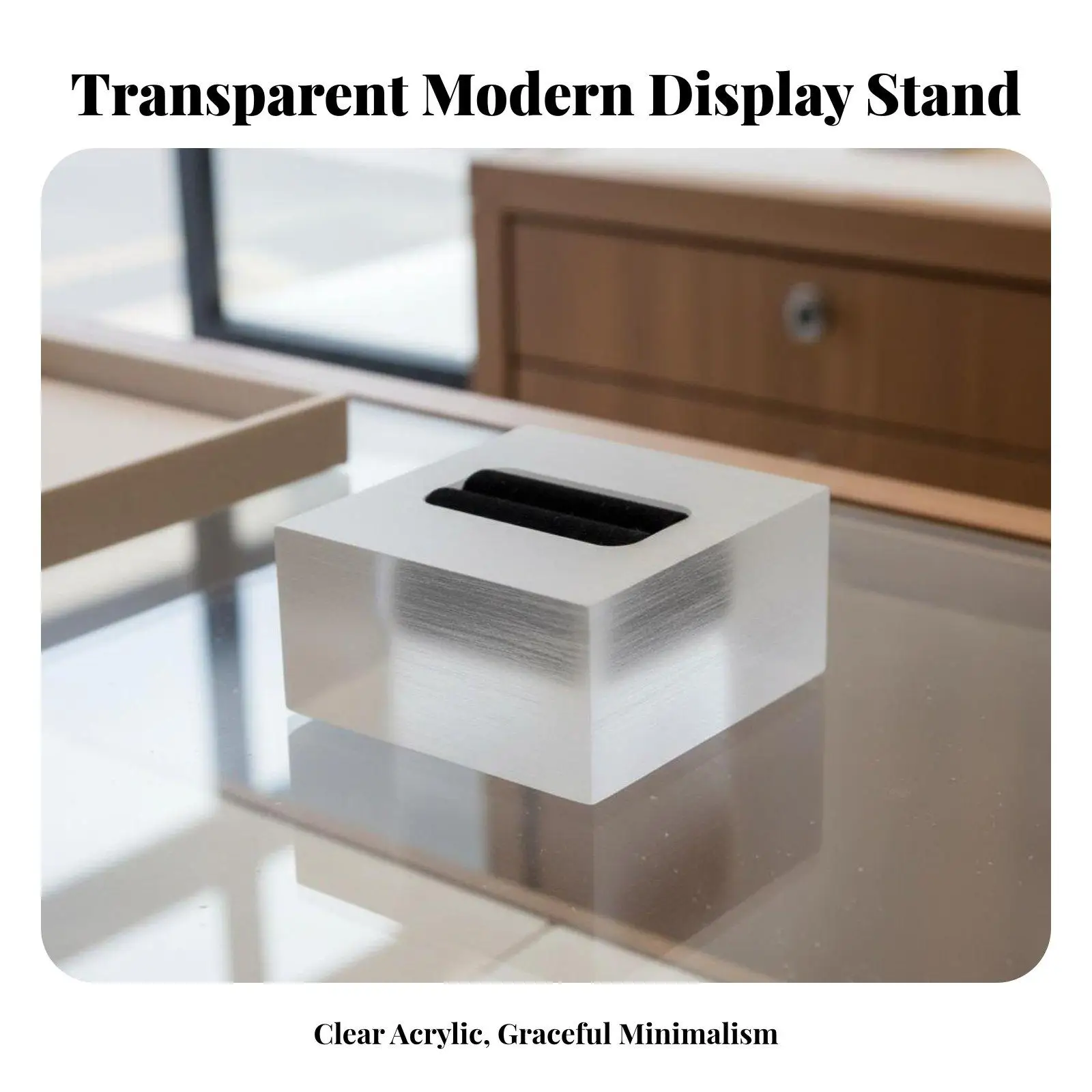 Acrylic Ring Display Stand with Secure Slot for Wedding Bands Clear Jewelry Organizer for Photography Props