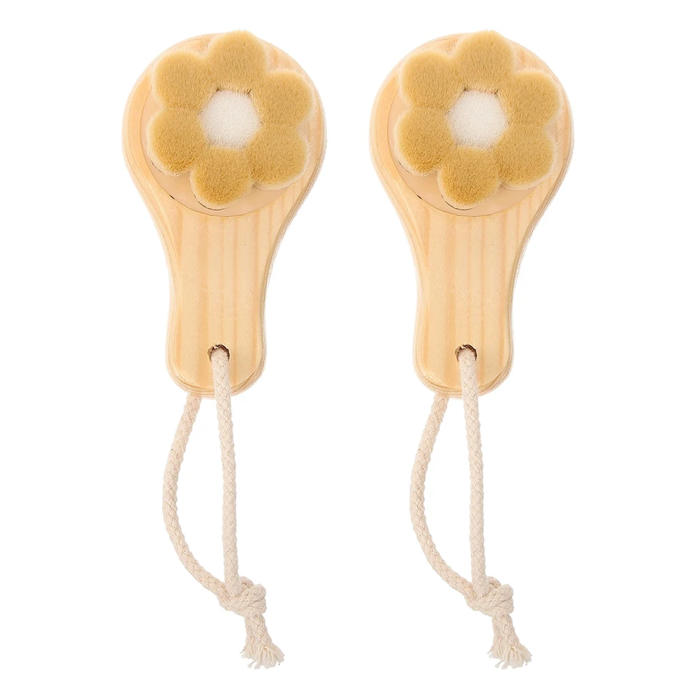 

2pcs Face Brush Soft Bristles Gentle Cleaning Manual Operation Plum Shape Facial Cleansing Tools For Home Travel