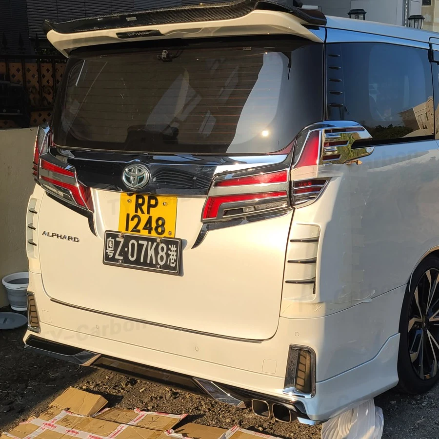 For Toyota Alphard Vellfire 30 Series AH30 Carbon Fiber SLKB Style Rear Spoiler Fiberglass Trunk Wing FRP