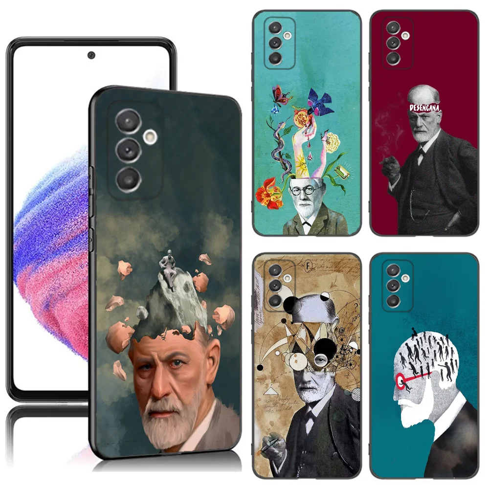 Sigmund psychoanalysis Freud Phone Case For Samsung S24,23,22,30,21,10,9,Ultra,Plus,Lite,FE,5G Black Soft Case