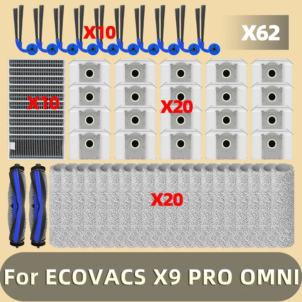 Passend für ECOVACS X9 PRO OMNI Ersatzteile Zubehör Filter Hauptseitenbürste Roller Mopp Staubbeutel