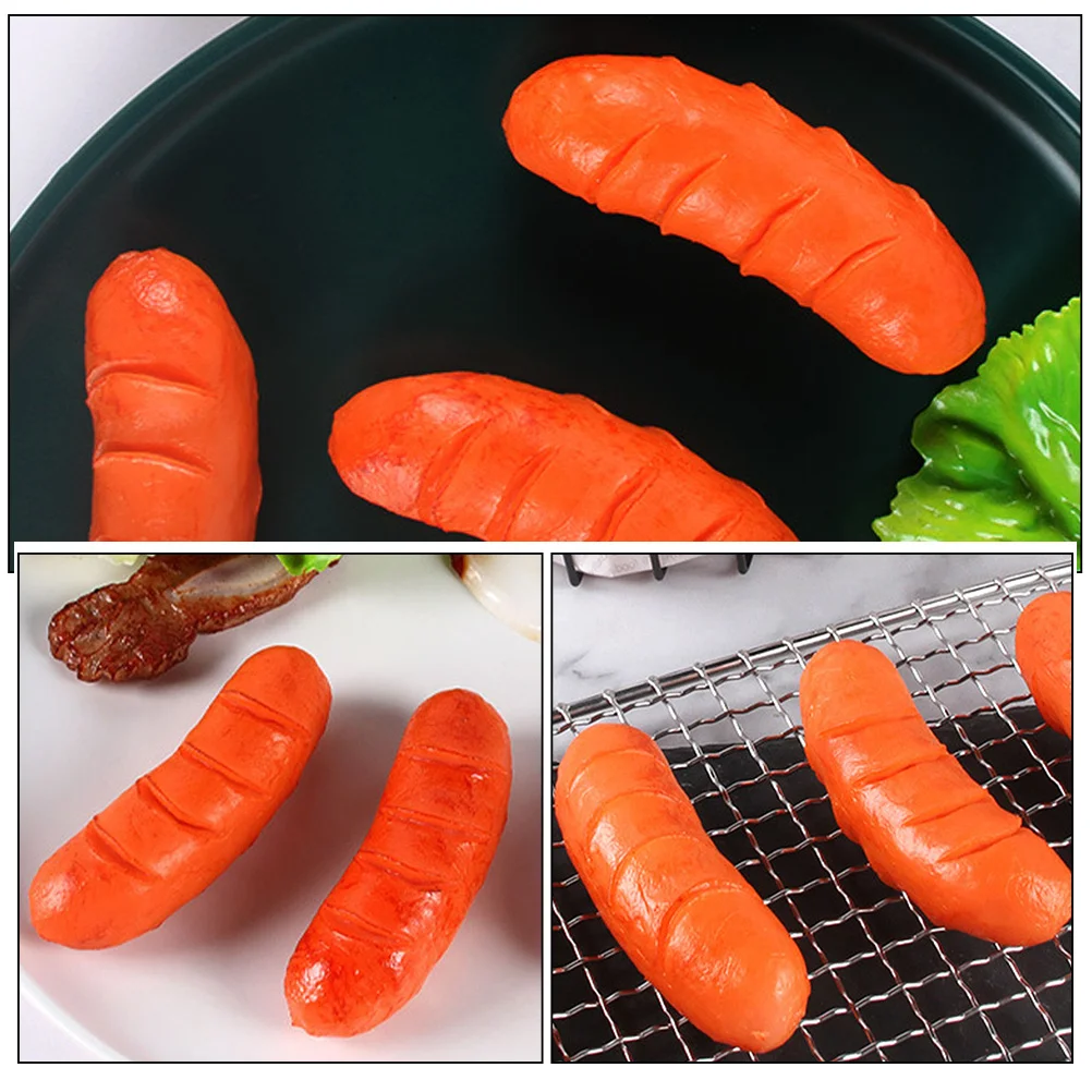 3pcs Realistic Fake Roasted Sausage Pvc Simulation Hot Dog Decor For Bakery Restaurant Display Photography Props Party Table
