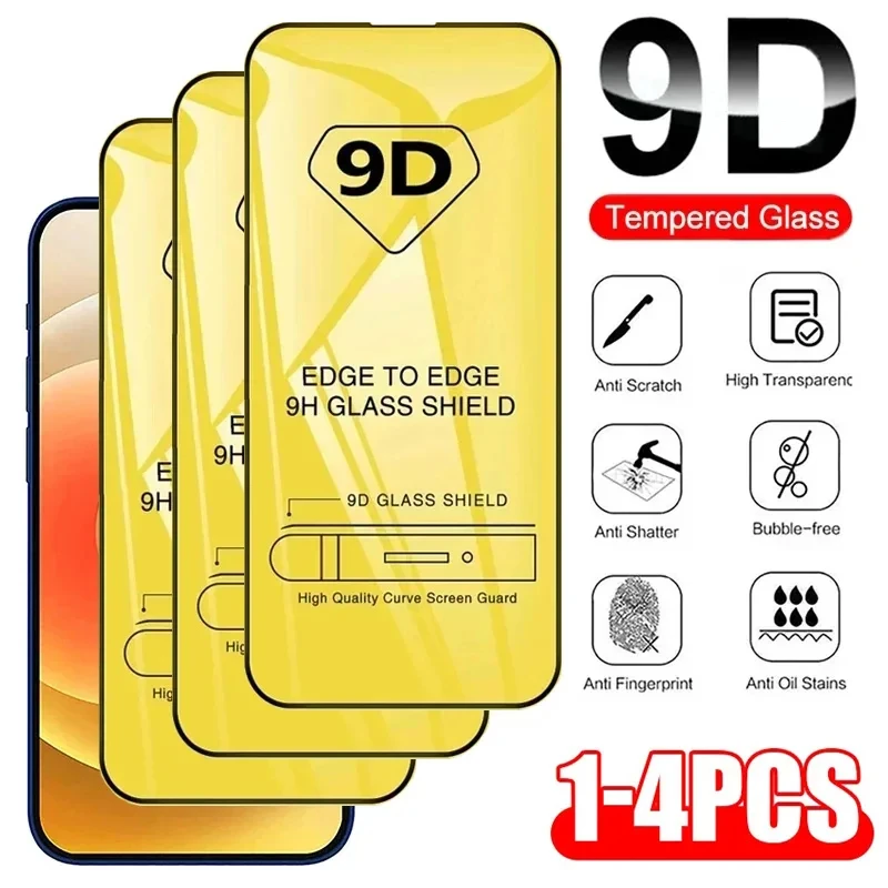 

9D Screen Protector Full Cover Tempered Glass for Xiaomi Mi 13 11 12 Lite 11T Pro 10T 9T Poco X3 NFC X4 X5 Pro 5G F4 GT F3 M3 M4