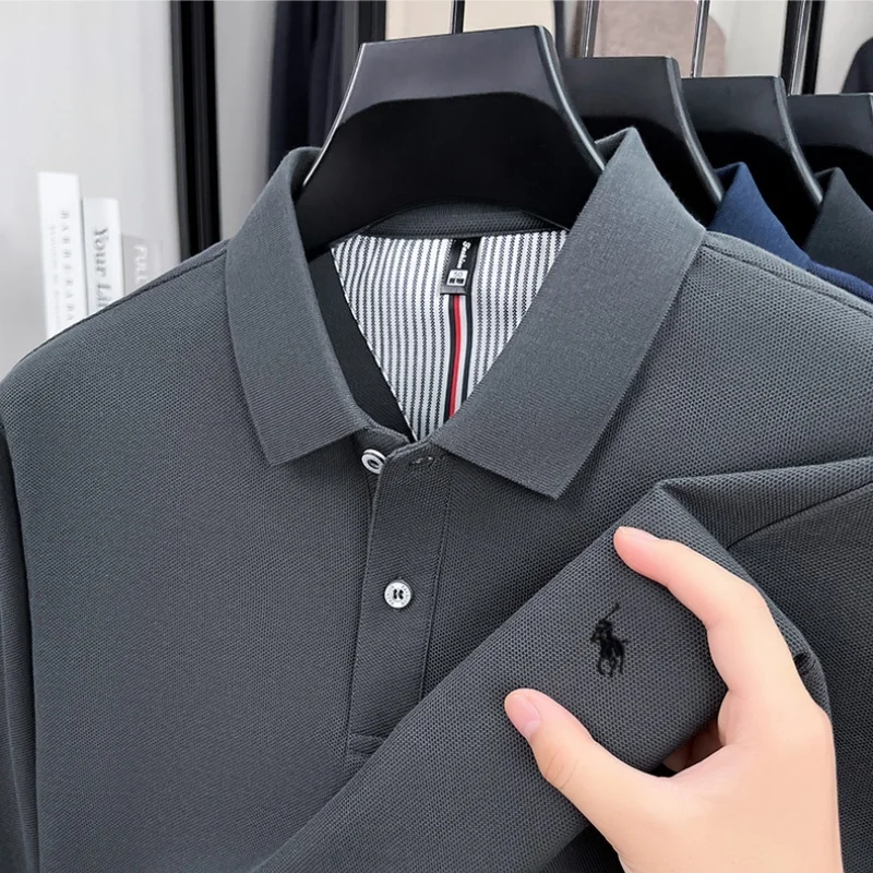 

100% pure cotton high-end fashion men's brand Paul embroidered POLO shirt Spring and Autumn new comfortable long sleeved shirt