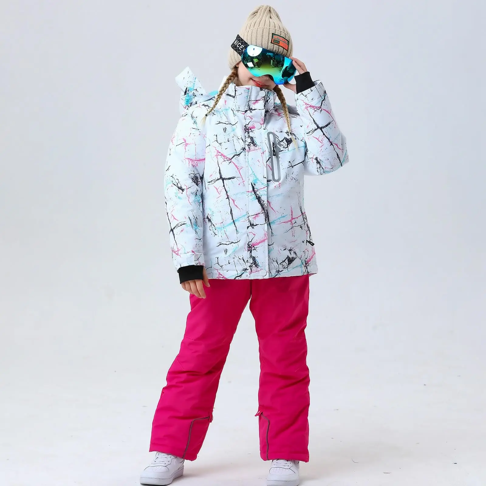 Traje de esquí de nieve para niños de invierno, mono de terciopelo para niñas, monos para niños, ropa cálida para niños, ropa impermeable para niños