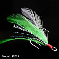 10pcs Treble Fishing Hook With Feather For Minnow Fly Fishing Lures Crankbaits Barbed Annular Sharpened Fishhook 10-3/0# sz019