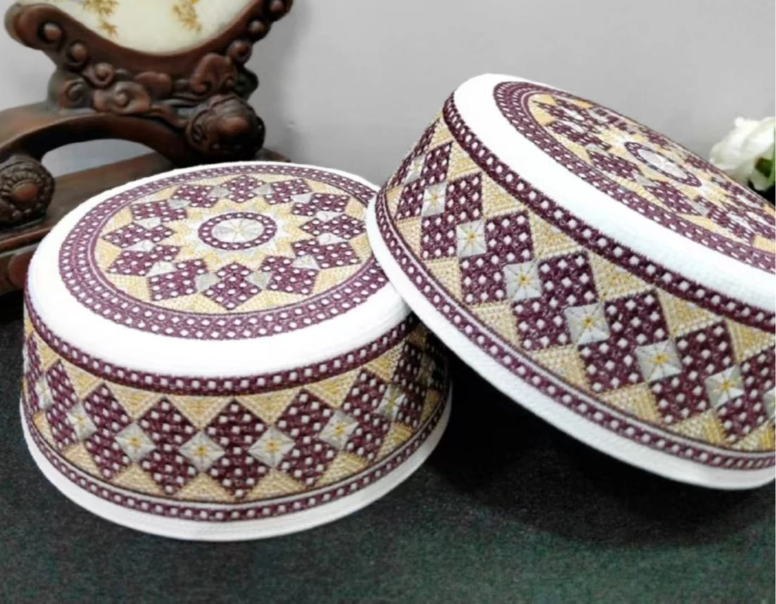 Ethnic Muslim Men Caps Embroidered Prayer Black Coffee Cap Headwear Summer Winter Outdoor Working Elegant Man Hats