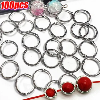 Perles rondes enveloppées de cadre antique, anneaux allergiques, entretoises en argent, trou traversant, bouchon de perles, bracelet de bricolage pour bijoux exécutifs, 10 pièces, 100 pièces