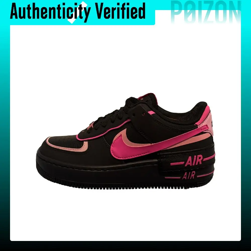 Nike AF1 Shadow Synthetic Leather, Split Cow Leather Skateboard Shoes Women's Black Pink CI0919-006