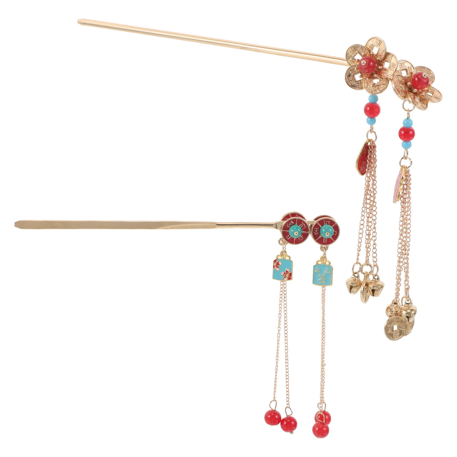 

2Pcs Ancient Chinese Style Hairpins Coin Flower Metal Hair Sticks Hanfu Accessories for Women Vintage Updo Chignon Pin