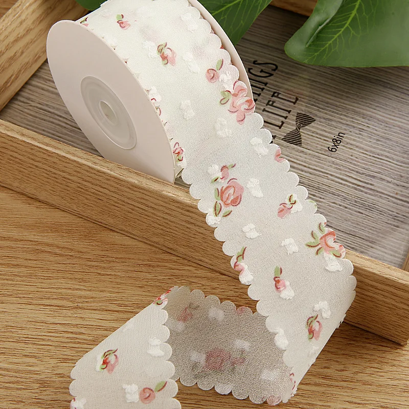 1 Meter Lace Trim Double Velvet Dot Chiffon Tape Diy Flower Decoration Bow Hair Sewing Accessories Material Webbing Fabric