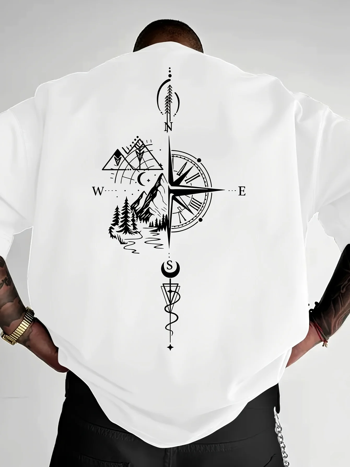 New Summer Geometric and Hill Pattern Men T-shirt Street Style Suitable for Daily Casual Wear Loose Fit 100% Cotton Material