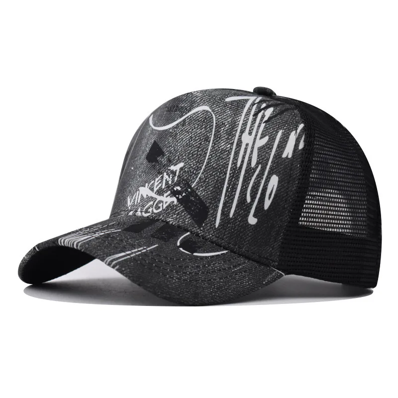 

New Outdoor Trendy Gradient Color Printed Embroidered Baseball For Men And Women Plaid Trucker Cap Snapback Fashion Hat