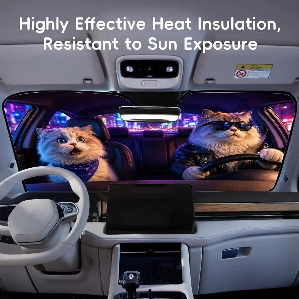 Ragdoll cat couple Sun Visor Portable Car Windshield Sun Shade UV Protection and Heat Insulation for Front Window