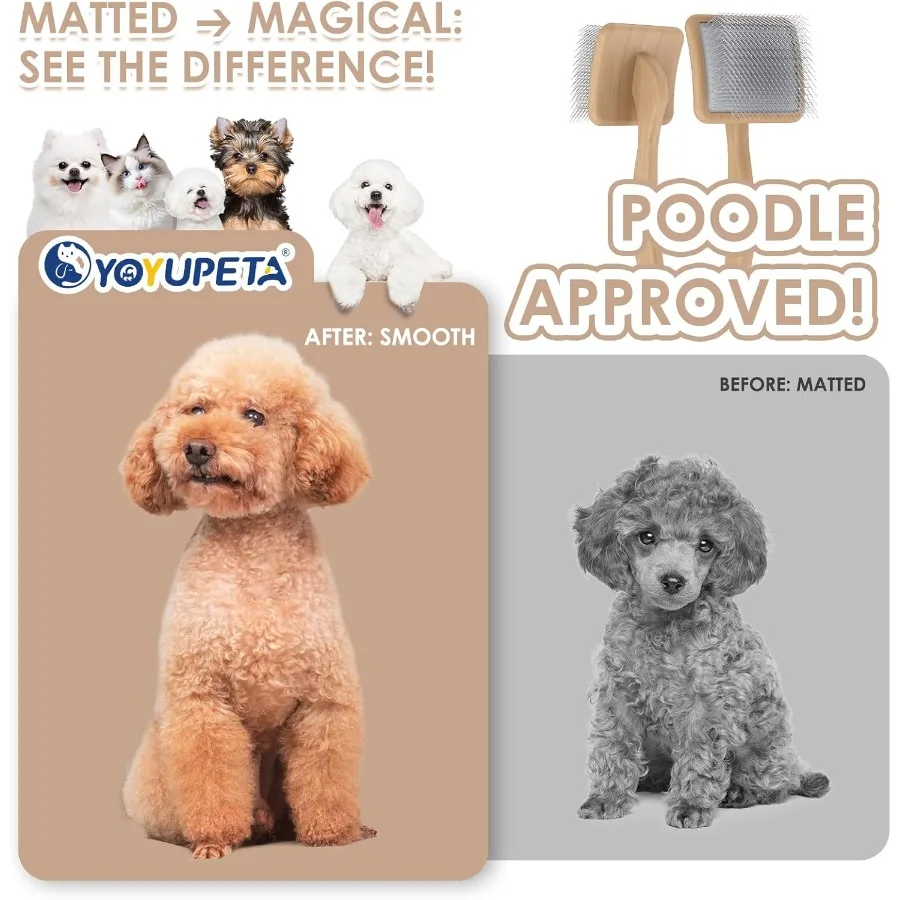 فرشاة وميض كبيرة للكلاب 3 قطع من أدوات العناية بالحيوانات الأليفة مع مشط تحت المعطف ومشط من الفولاذ المقاوم للصدأ للمعاطف السميكة وتأثير الدبابيس الطويلة