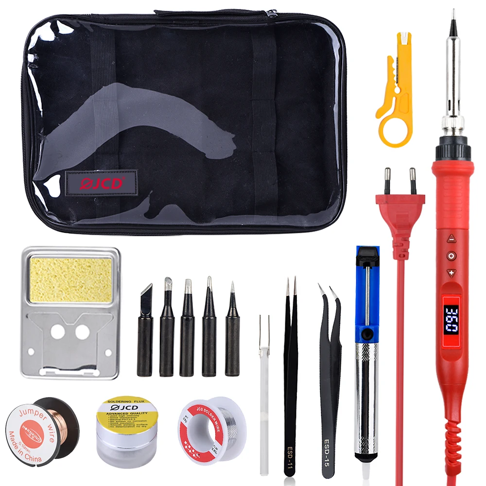 

JCD Electric Soldering Iron Kits 80W 220V/110V Multi-function Button Soldeing Station Adjustable Temperature Solder Tips 908U