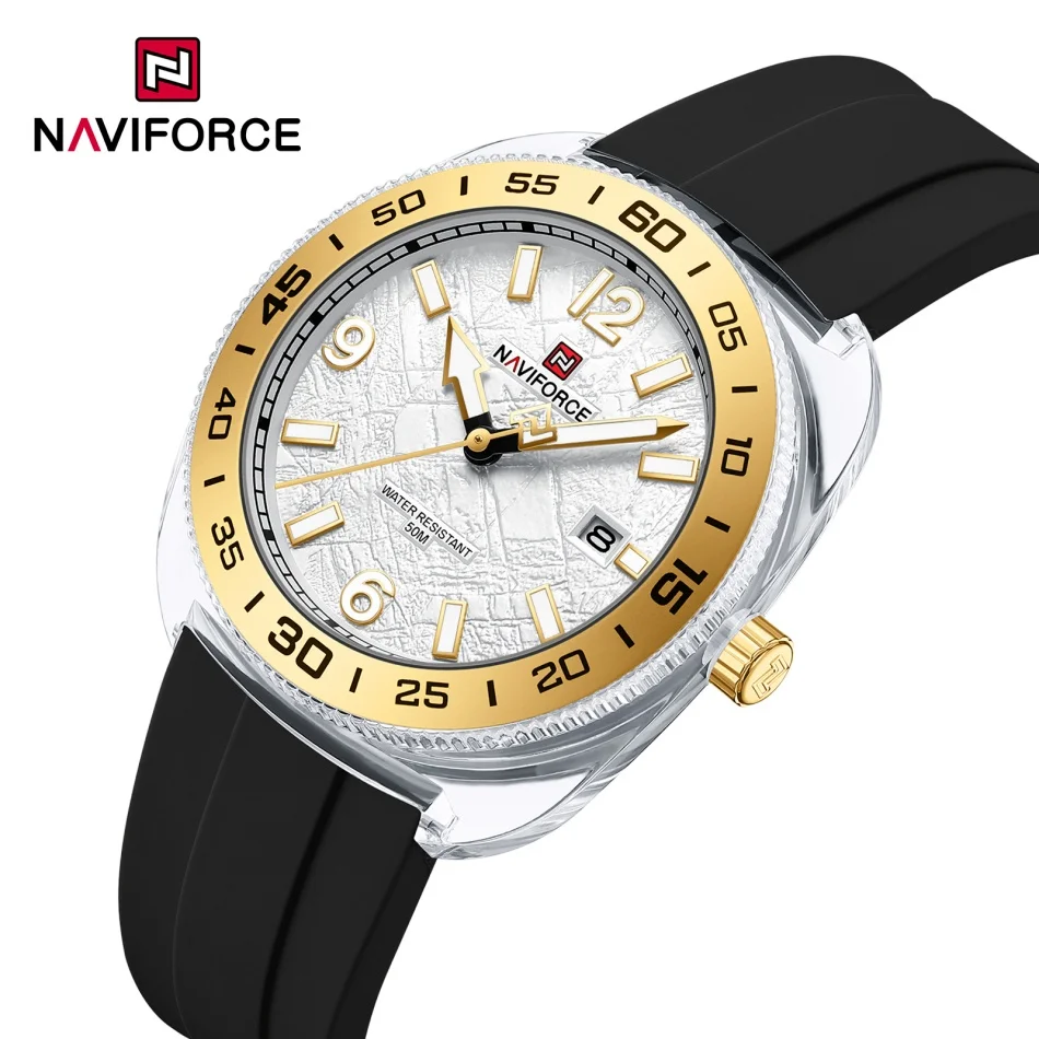 NAVIFORCE Men's Fashion Silicone Strap Watches with Luminous Pointer Display  3ATM Waterproof Quartz Movement Wristwatch