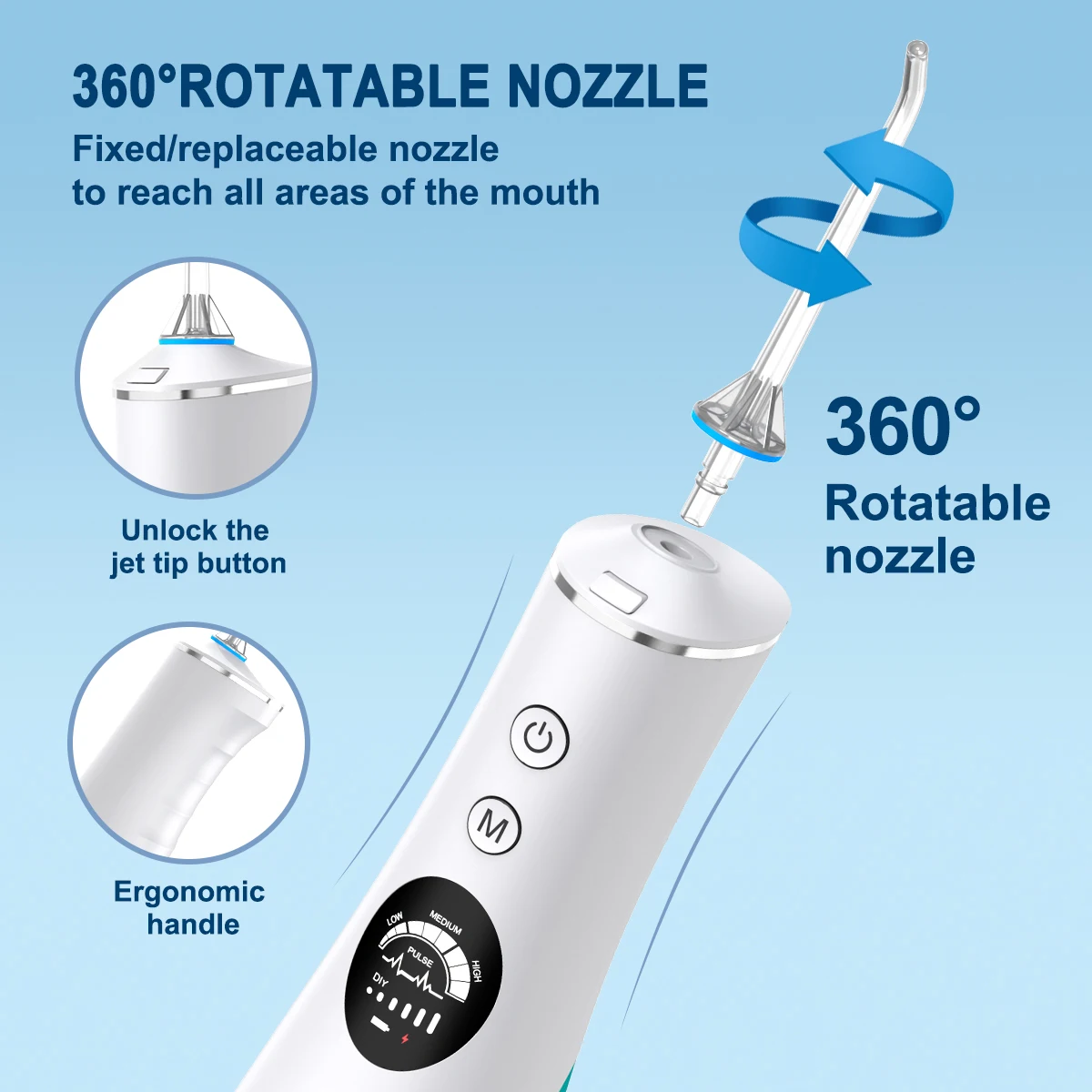 Professional LCD Screen Wireless Water Flosser Dental Oral Irrigator Handheld Dental Electric