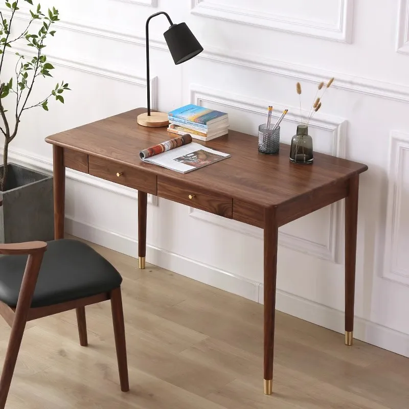 Настраиваемый письменный стол Современный простой компьютерный стол из черного ореха Небольшая квартира Гостиная Дом
