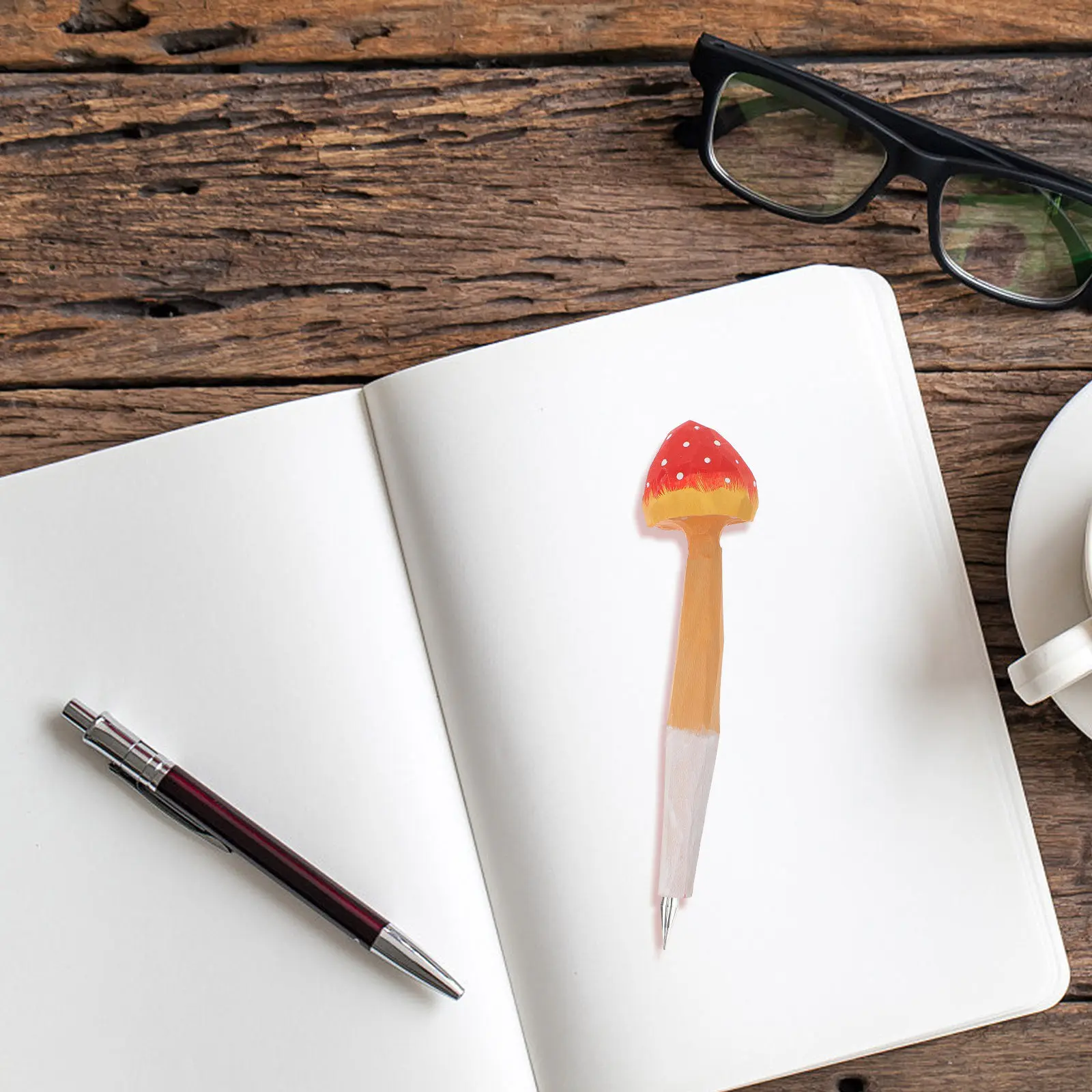

1pc Wooden Ballpoint Pens Mushroom Design Creative Writing Pen For Students Office School Supplies Fun Novelty Pens