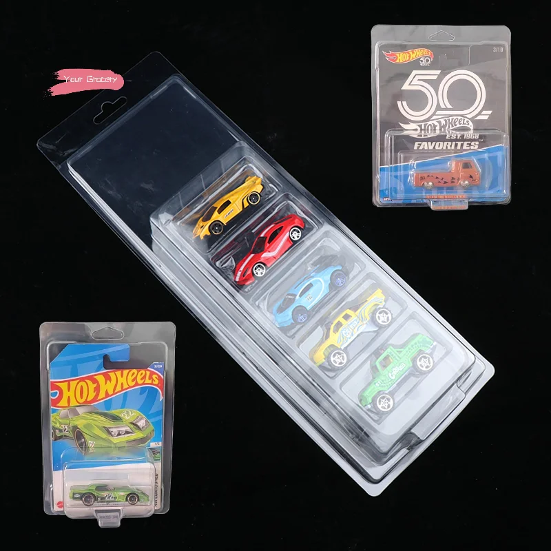 5Pcs Transparent Car Toy Display Case Hotwheels Protective Shell Boulevard Team Transport Model Card Board for Boys Collectible