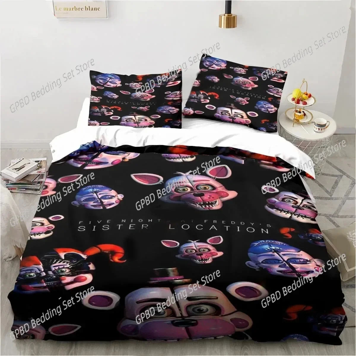 Horror FNAF Game Freddy Bedding Set,Duvet Cover Comforter Bed Set Quilt Cover Pillowcase,King Queen Twin Size Boys Girls Adults