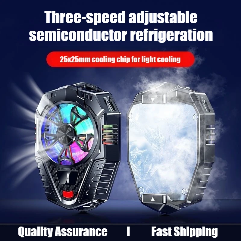 

HY01 Mobile Phone 3 Gears Adjustable PUBG Game Cooler with Display Back-clip Semiconductor Cooling Fan Radiator for IOS Android