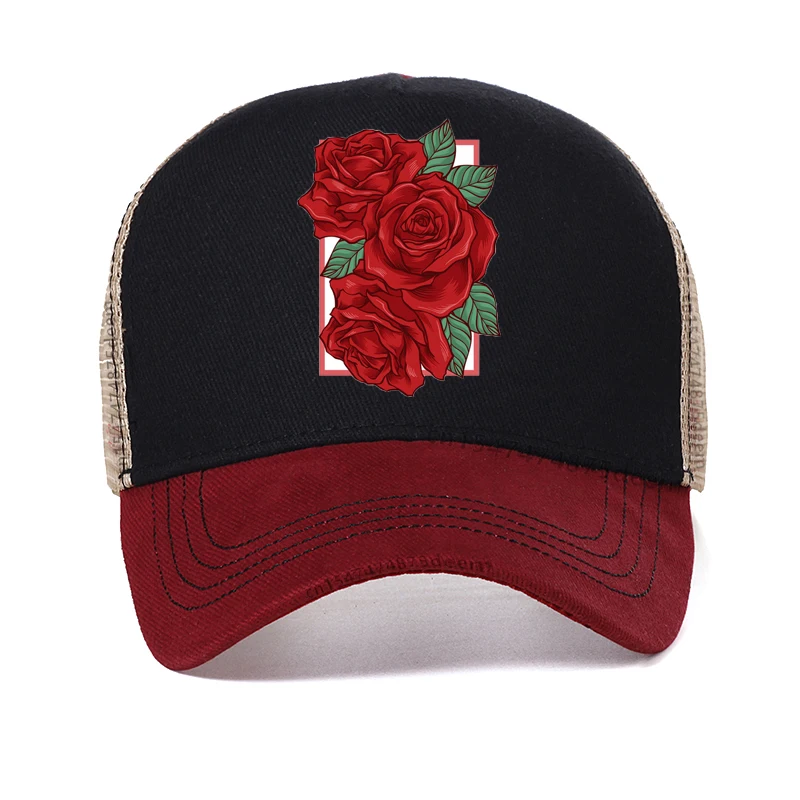 

Unisex rose printing baseball cap for Men Women flower cap rapper Street hip pop hats cap outdoor sports men female hat