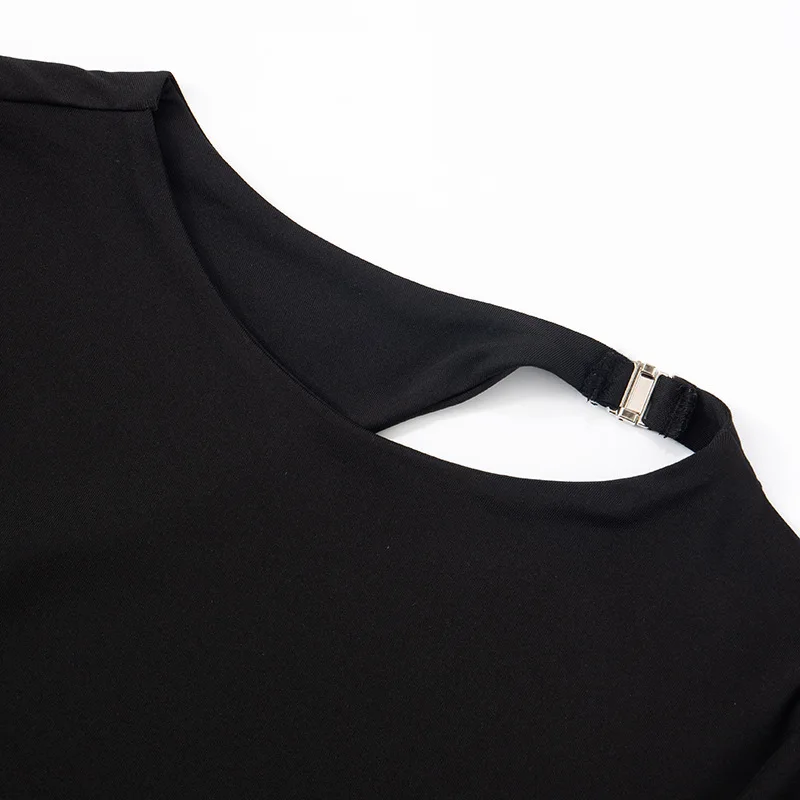 ملابس داخلية نسائية لخريف 2025 بدون ظهر مثيرة بياقة دائرية وأكمام طويلة ثوب فضفاض ضيق غير رسمي كل مباراة ملابس الشارع الشهير تي شيرت كلوبوير