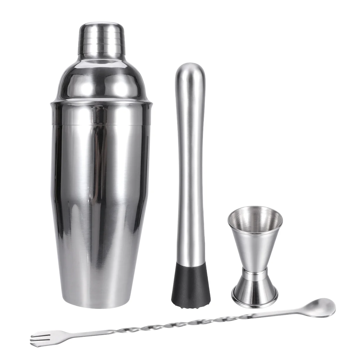 

4 Pcs Cocktail Shaker Mixologist Barware Bartender Stainless Steel Coaktail Mixer Professional Drink Making Tool