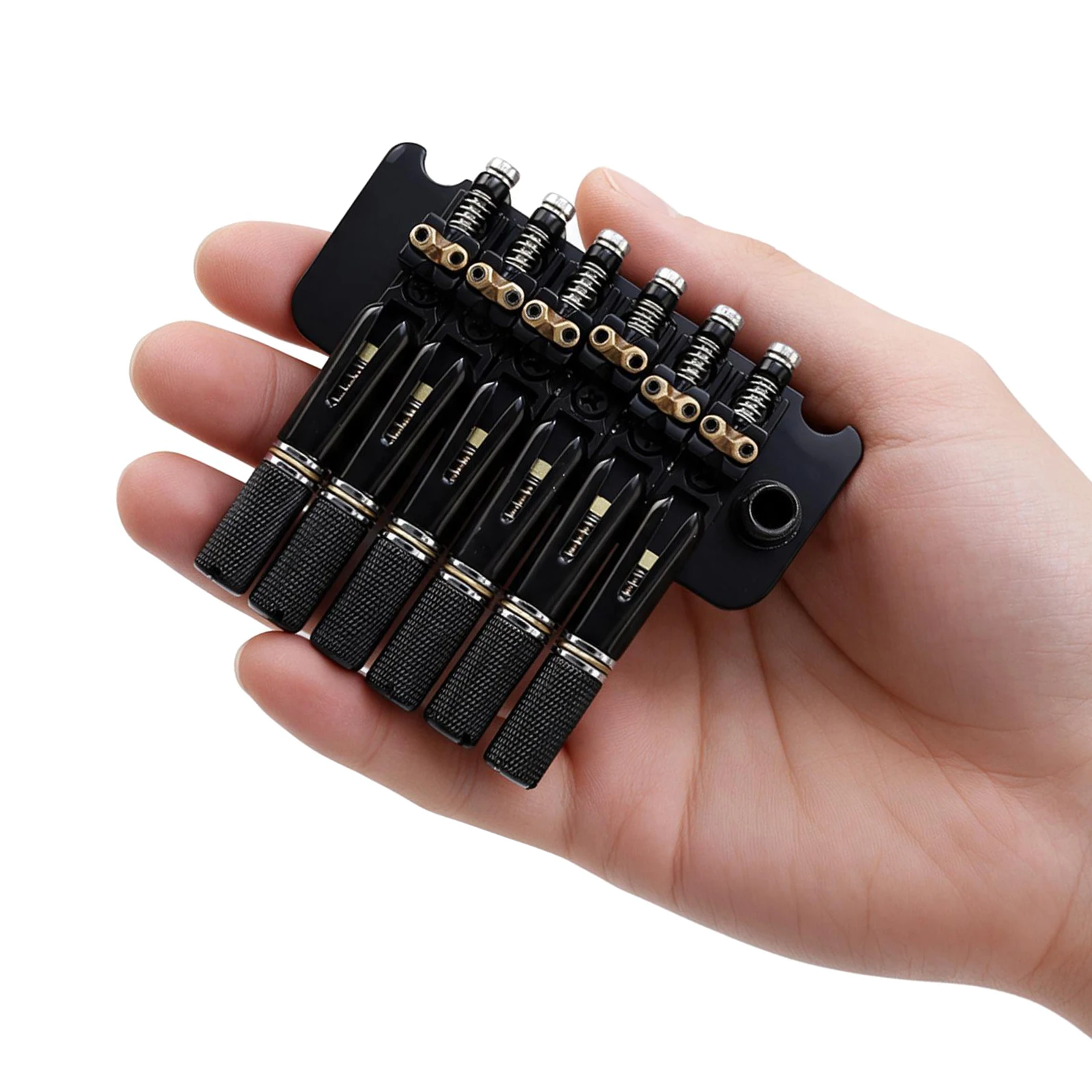 Double Tremolo Headless Guitar Bridge Black Brass Saddle Fine Tuner Hardened Steel 10.5mm 90mm