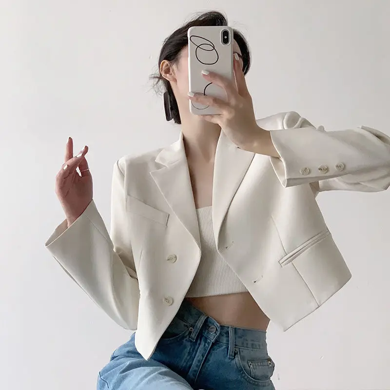 

Spring Season Women's Short Tailored Jacket Commute Versatile Trendy Personality Matching Modal Fabric Folded