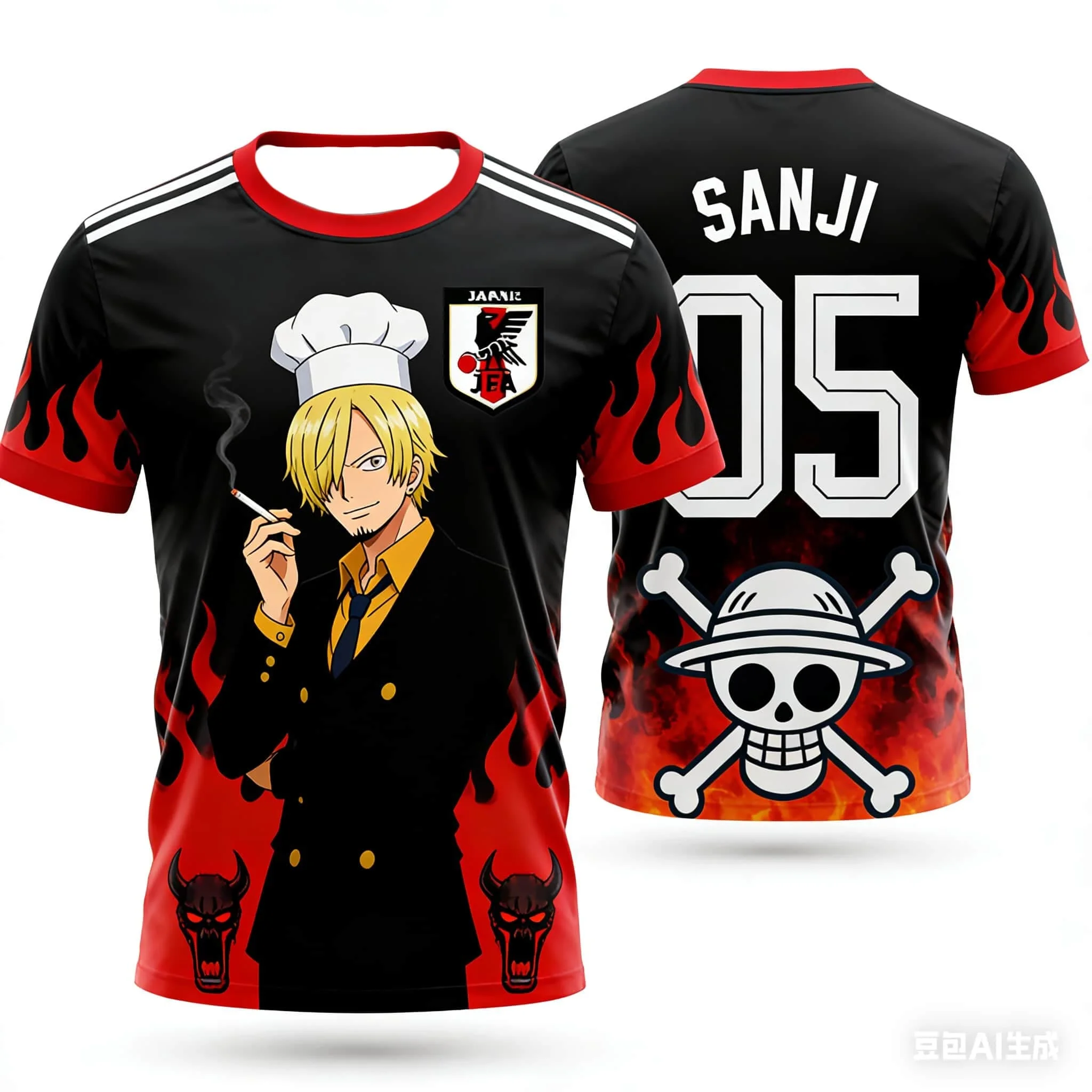 2026 Summer Japan One Piece Luffy Football Jersey Men T-shirt Football Special Jersey Adult Family Matching Quick-Drying T-shirt view 3