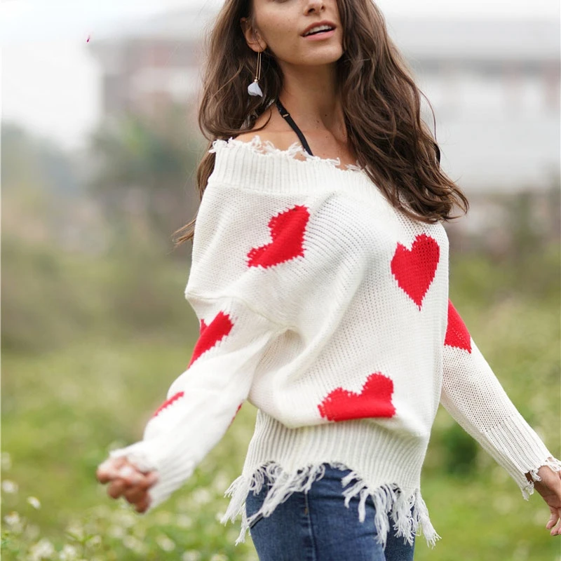 

Love Stitching Sweater Pullover Bottoming Shirt Multicolor Loose and Comfortable Solid Color Large Size Clothing Length Style