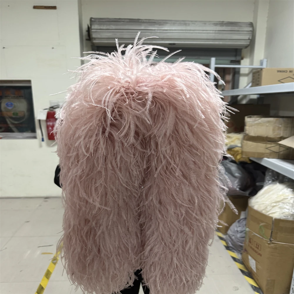 40Ply Fluffy Decoration Boa Natural Ostrich feather boa Shawl for Crafts Costume Dress Sewing Decoration plumas Trims 2Meters