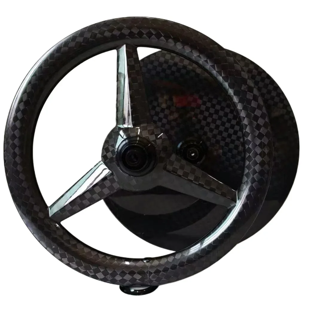 

16 Inch Carbon Fiber Bicycle 3-Spokes Disc Wheelset for Brompton Bike Disc Brake 135mm V Brake 112mm 7 Speeds Tri-spokes