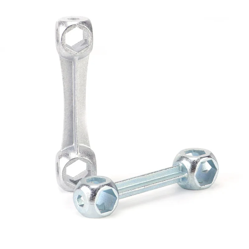 10 Holes Size 6-15mm 10 in 1 Galvanized Steel Hexagon Wrench Durable Bicycle Bike Repair Tool Bone Shape Hexagon Wrench Spanner