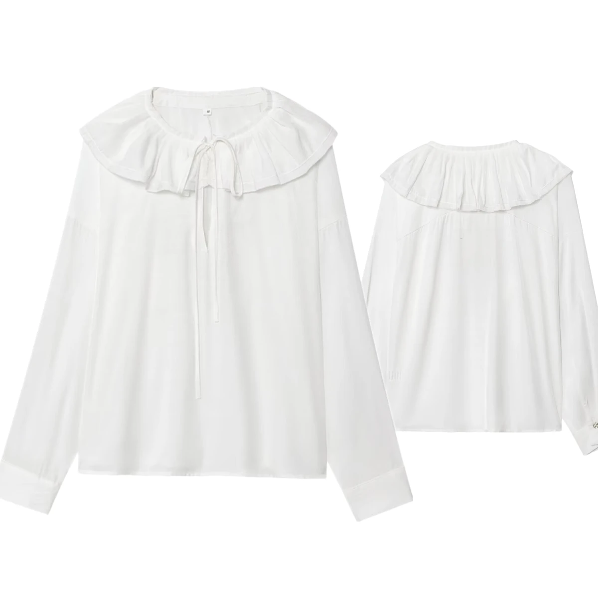

Withered 2025 Autumn French Country Lazy Cotton White Shirt Women's Peter Pan Collar Loose Long Sleeve Shirt Blouse Tops