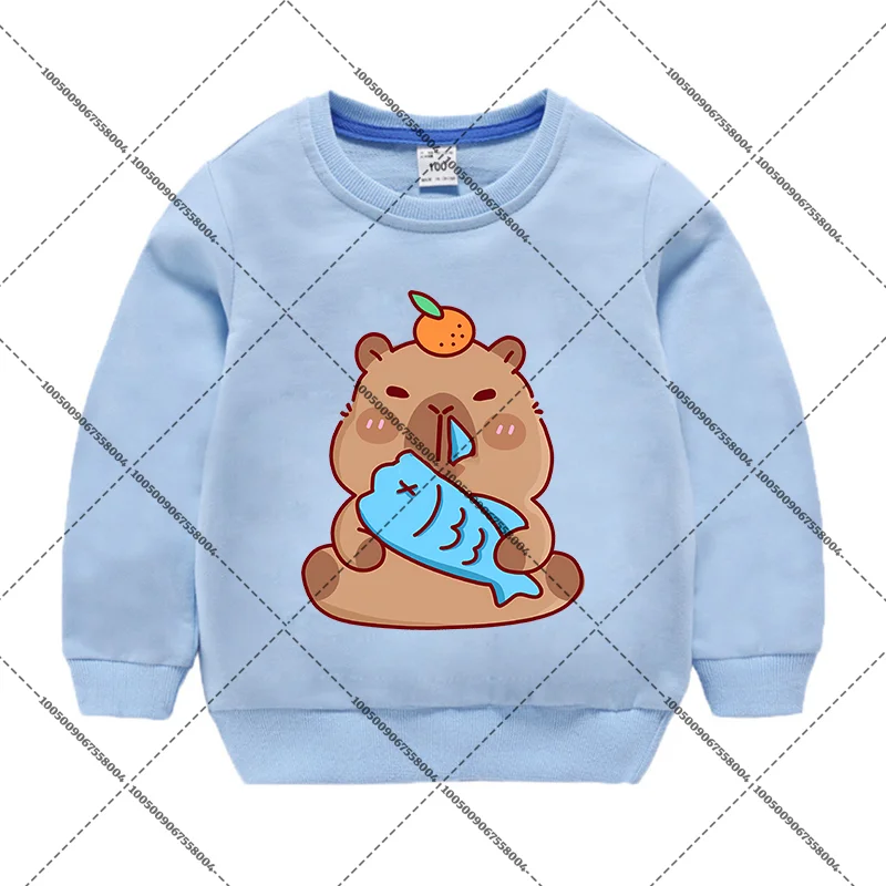 Capybaras 다채로운 운동복 코튼 후드 티 풀오버 긴 소매 만화 그림 티셔츠 어린이 내구성이 퇴색하지 않음 귀여운 옷