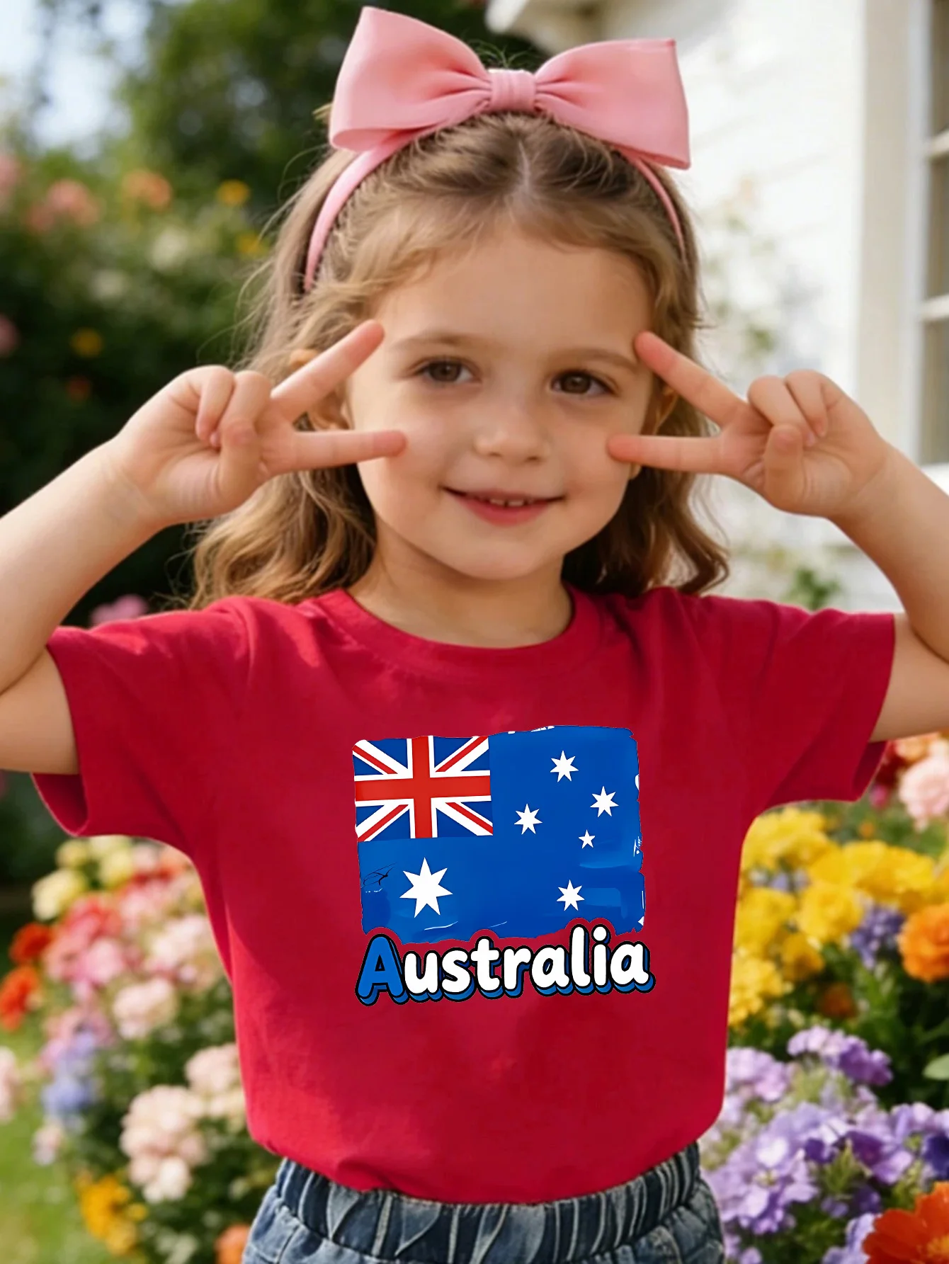 Australian Flag Letter Graphic Print Kids Tee Boys Girls Family Match Cotton Crew Neck Short Sleeve Soft Summer Casual Kid Wear