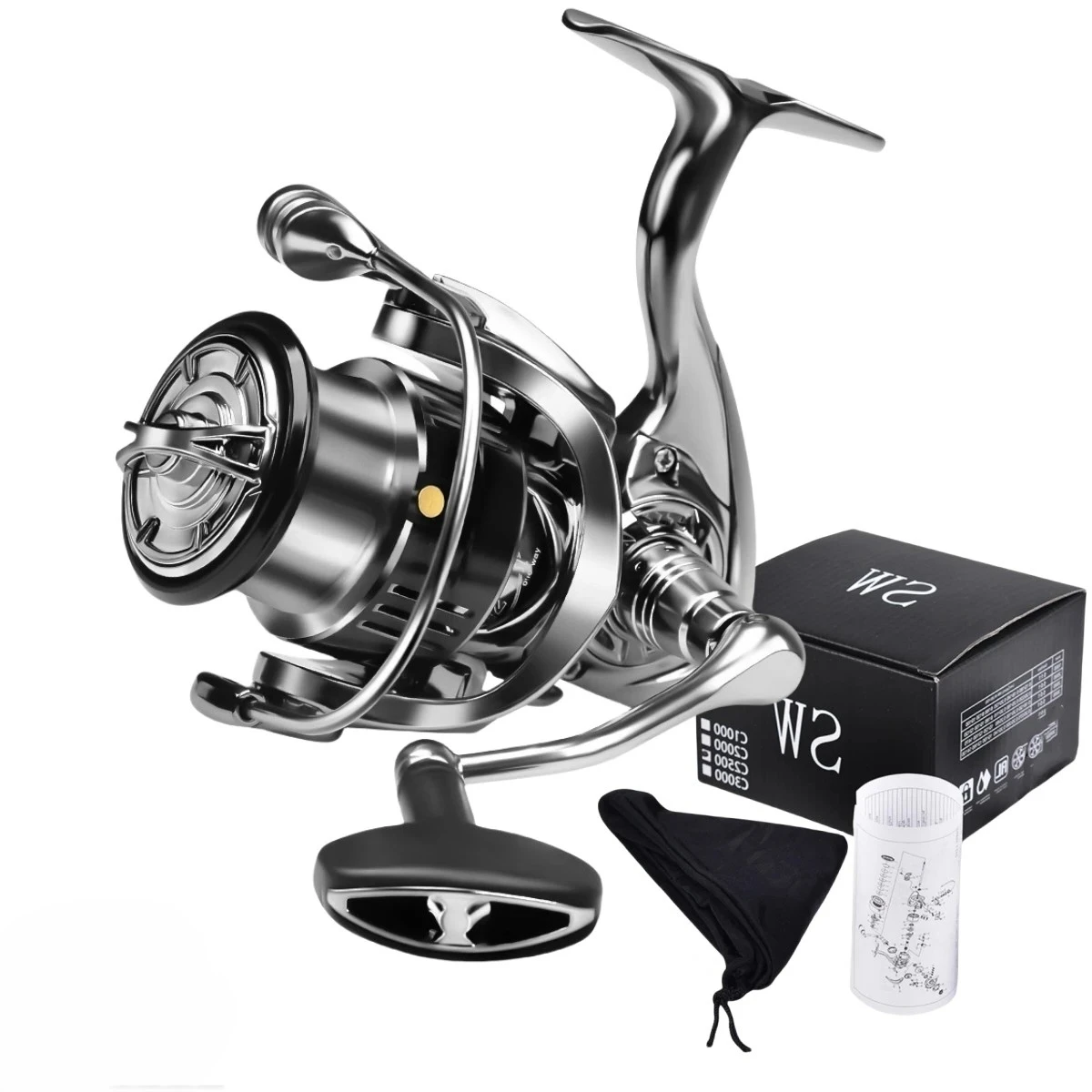 

New Spinning Reel stainless steel bearing 5:5:1 screw in rocker arm all-metal grip Fishing 15KGMax D1000-5000 Reel SW Flagship