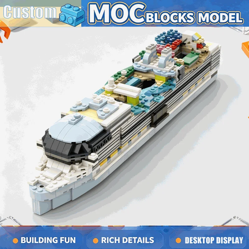1317PCS MOC Cruise Ship Ocean Liner Model Custom Puzzle Building Blocks Modify DIY Assembly Display Collection Toy Birthday Gift