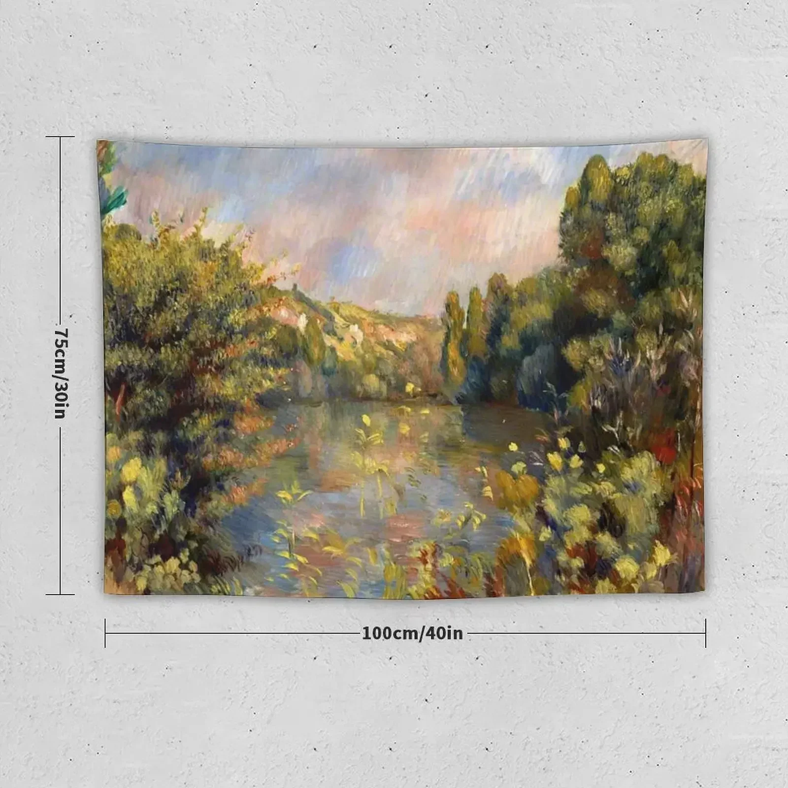 Lakeside Landscape, fine art painting by Renoir Tapestry Wall Tapestries House Decorations Art Mural Bathroom Decor Tapestry