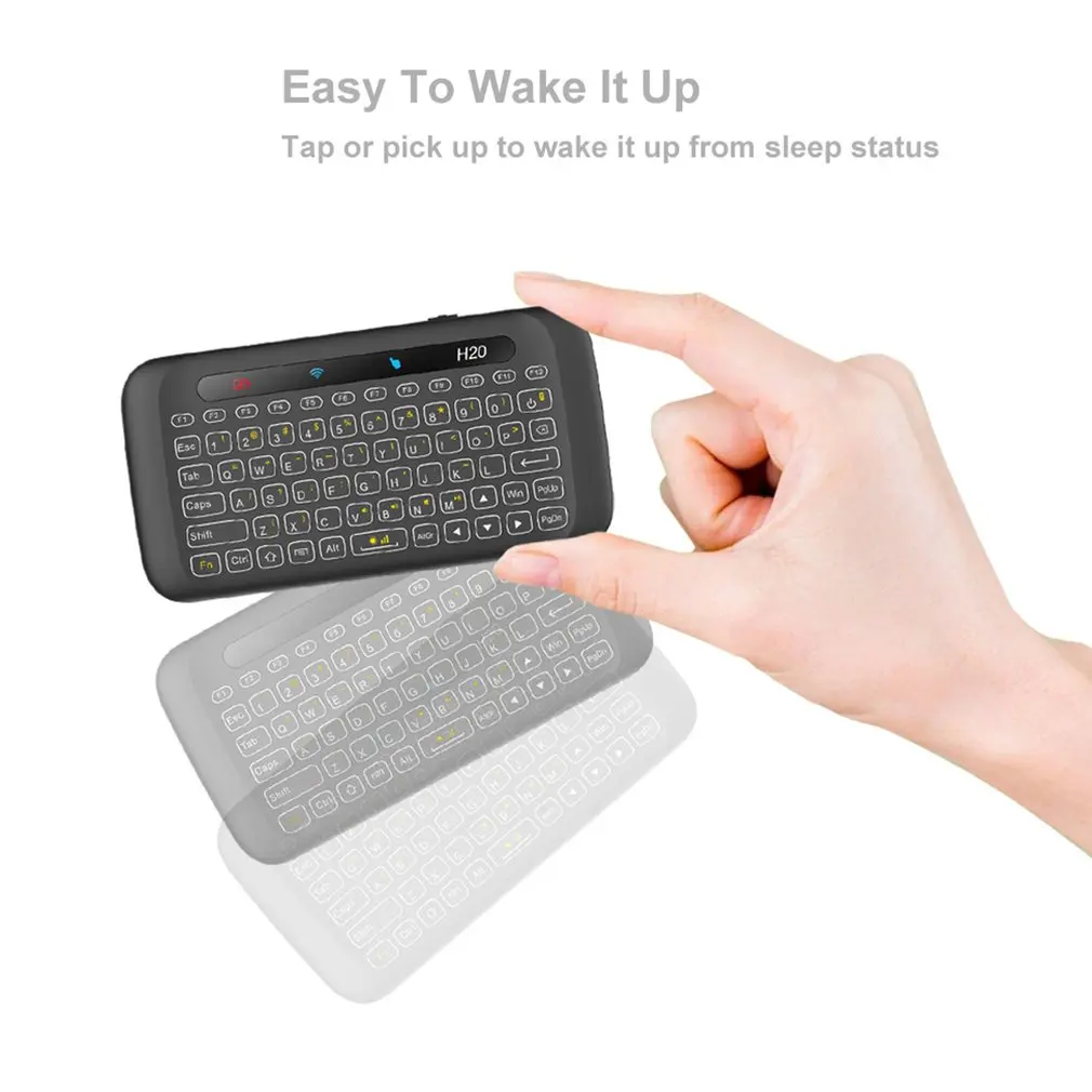 H20 Touch Double-Sided Mini Wireless Keyboard Full Screen Touchpad 3 Staged Adjustable Backlight Auto-Rotation