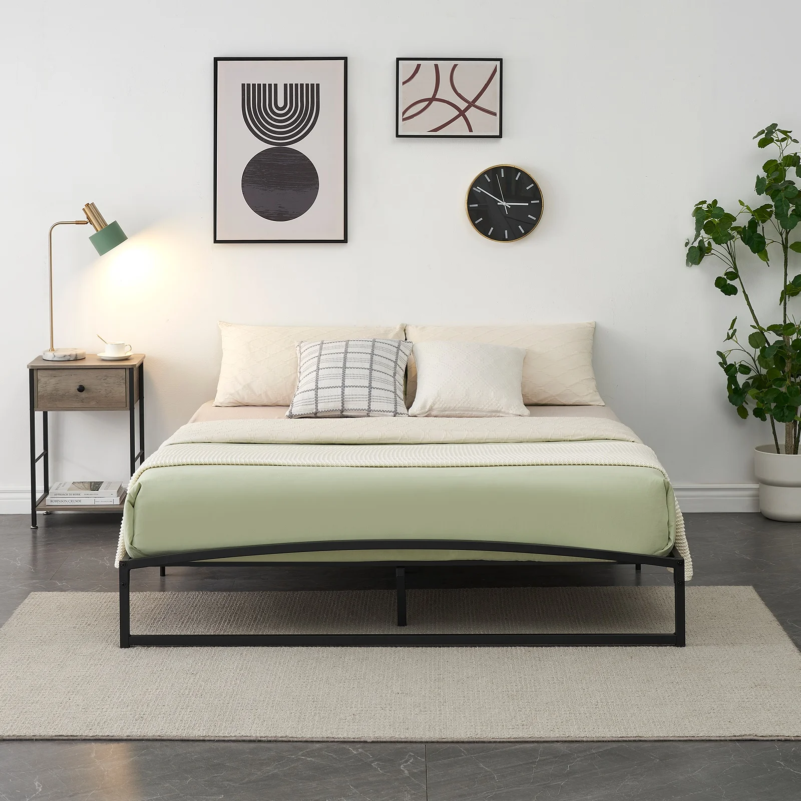 Low Bed Frame Full Size - 6 Inch Heavy Duty Metal Platform, Mattress Foundation, No Box Spring Needed, Noise-Free, Non-Slip, Easy Assembly
