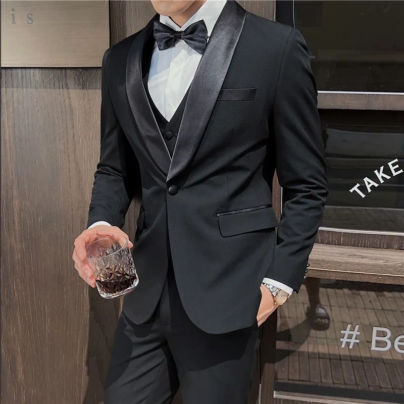 164 Black suit jacket for men Stylish handsome groom suit