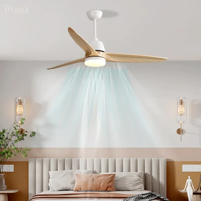 

Solid wood Gale 56 Inch LED Ceiling Fan Light Strip 6 Speed Remote Energy Saving DC Motor Matte White