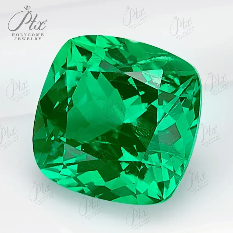 Lab Grown Emerald Green Color Cushion Shape Gemstones VVS1 For Jewelry Making Beads Selectable AGL Manufacturer Factory Supply